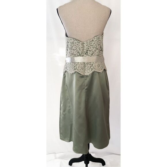 Jim Hjelm Occasions Strapless Lace Dress | Vintage Sage Green - Picture 11 of 14